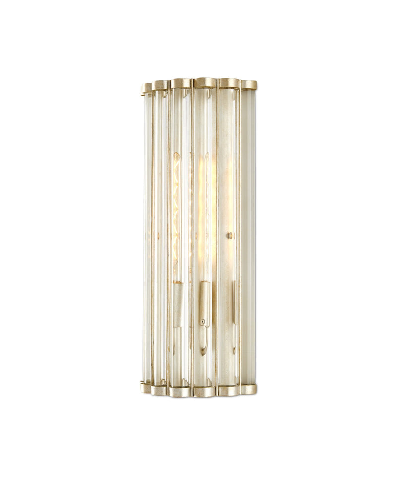 Warwick Tall Wall Sconce in Clear / Contemporary Silver Leaf