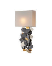 Moon Dust Wall Sconce in Hiroshi Gray / Contemporary Gold Leaf / Contemporary Silver Leaf