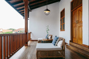 Ansel 1 Light 11" Outdoor Pendant in Black in a room setting