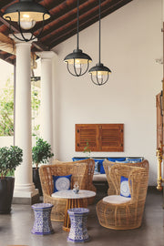 Ansel 1 Light 11" Outdoor Pendant in Black in a room setting