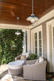 Ansel 1 Light 11" Outdoor Pendant in Galvanized in a room setting
