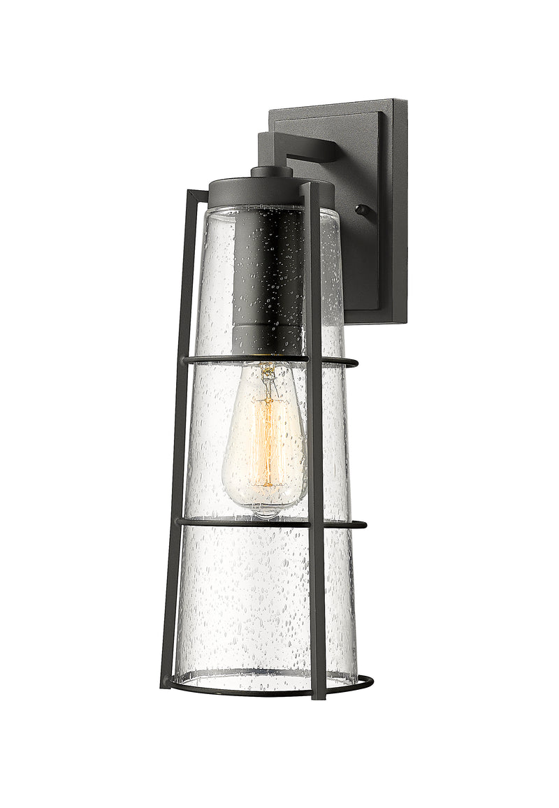 Helix 1 Light 6" Outdoor Wall Light, 17" Tall in Black