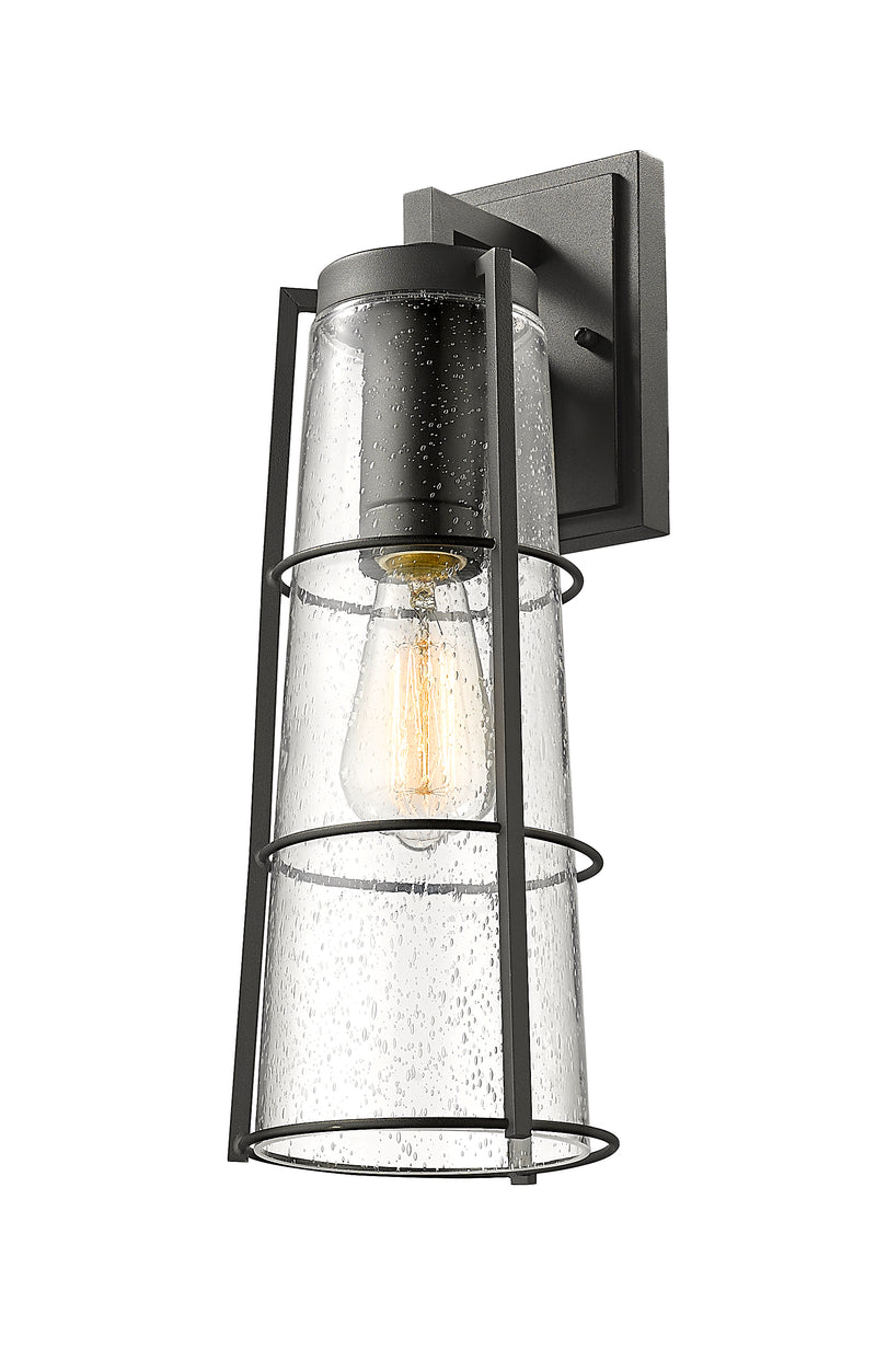 Helix 1 Light 6" Outdoor Wall Light, 17" Tall in Black