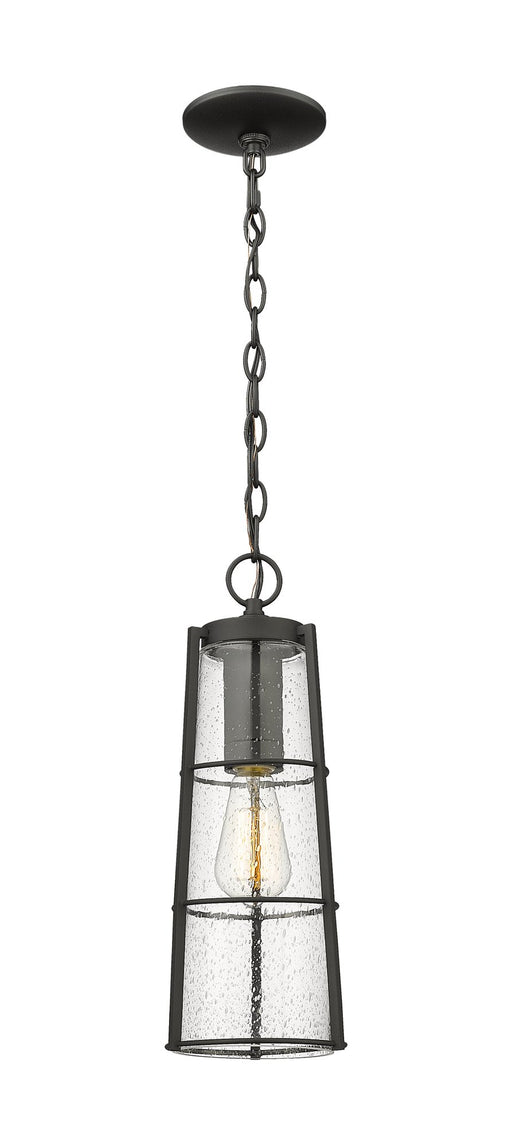 Helix 1 Light 6" Outdoor Chain Mount Ceiling Fixture, 17.25" Tall in Black