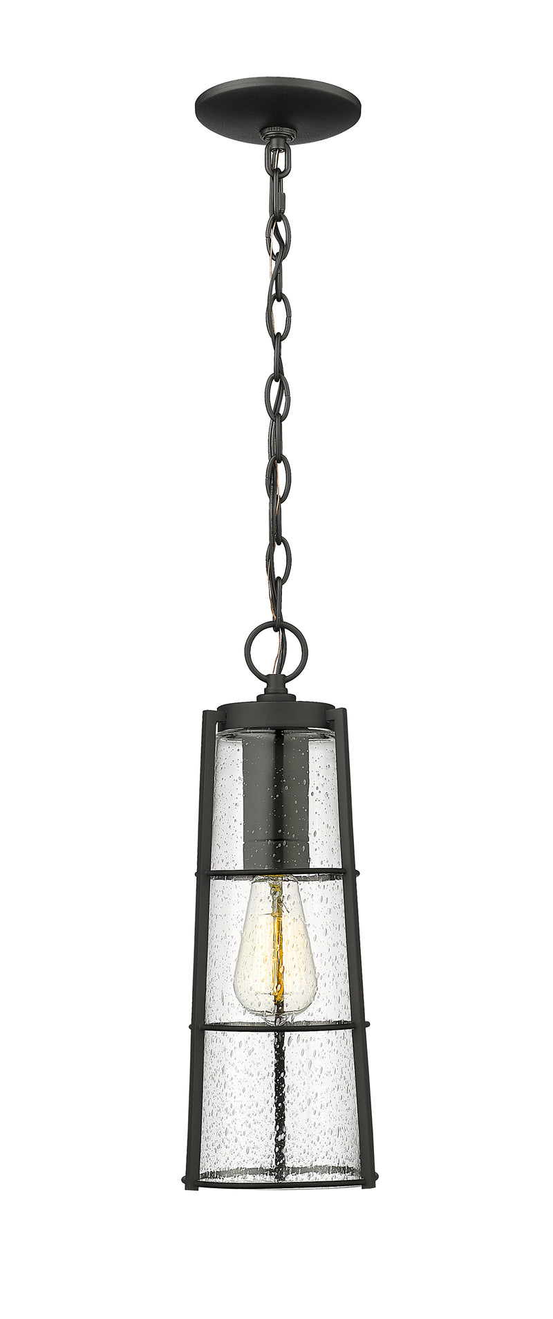 Helix 1 Light 6" Outdoor Chain Mount Ceiling Fixture, 17.25" Tall in Black