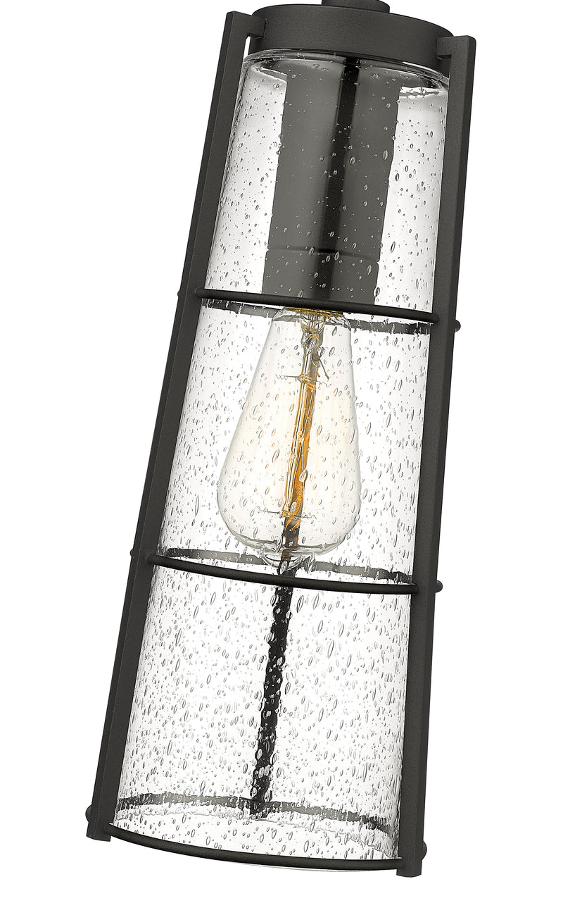 Helix 1 Light 6" Outdoor Chain Mount Ceiling Fixture, 17.25" Tall in Black