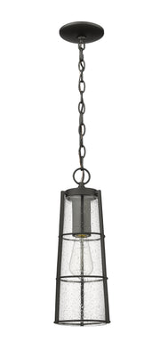 Helix 1 Light 6" Outdoor Chain Mount Ceiling Fixture, 17.25" Tall in Black