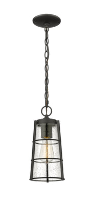 Helix 1 Light 6" Outdoor Chain Mount Ceiling Fixture, 13.25" Tall in Black