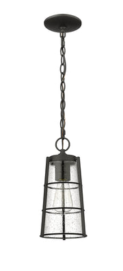 Helix 1 Light 6" Outdoor Chain Mount Ceiling Fixture, 13.25" Tall in Black