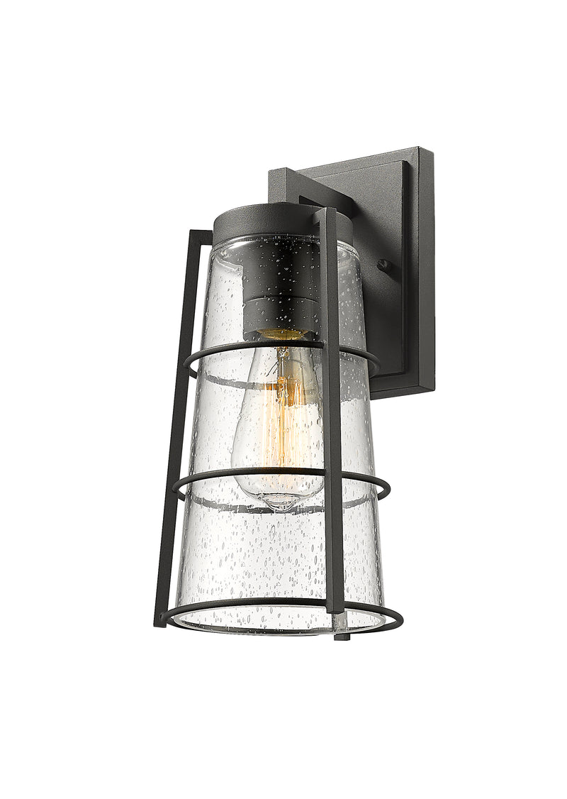 Helix 1 Light 6" Outdoor Wall Light, 13" Tall in Black