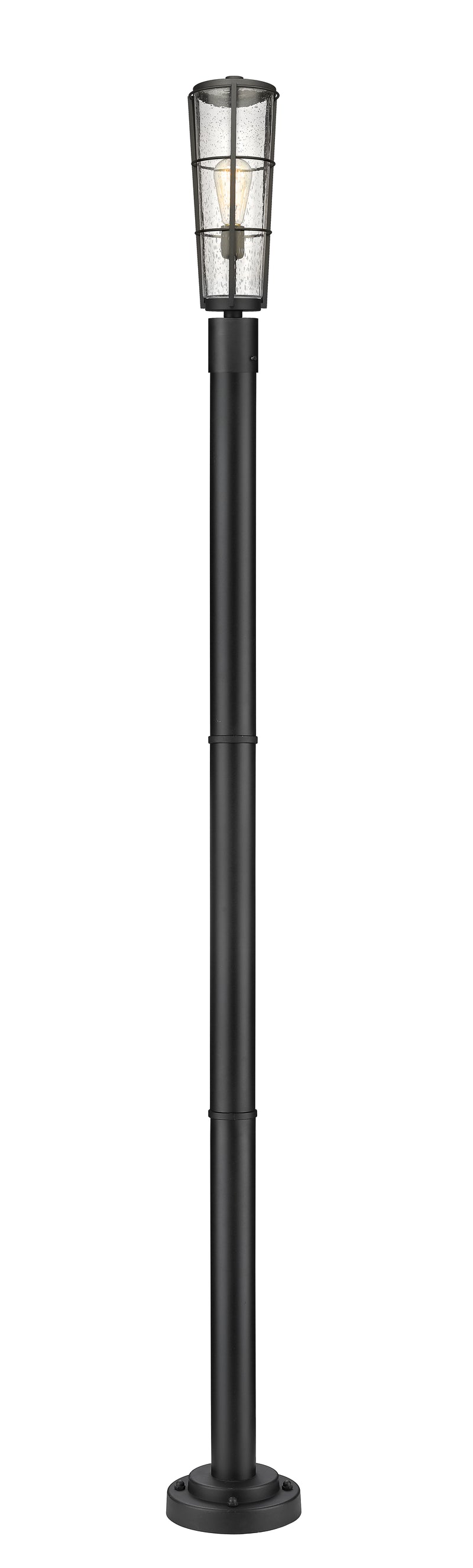 Helix 1 Light 6" Outdoor Post Mount Fixture, 19.5" Tall Lantern in Black, 76" Cast Post, 9" Base