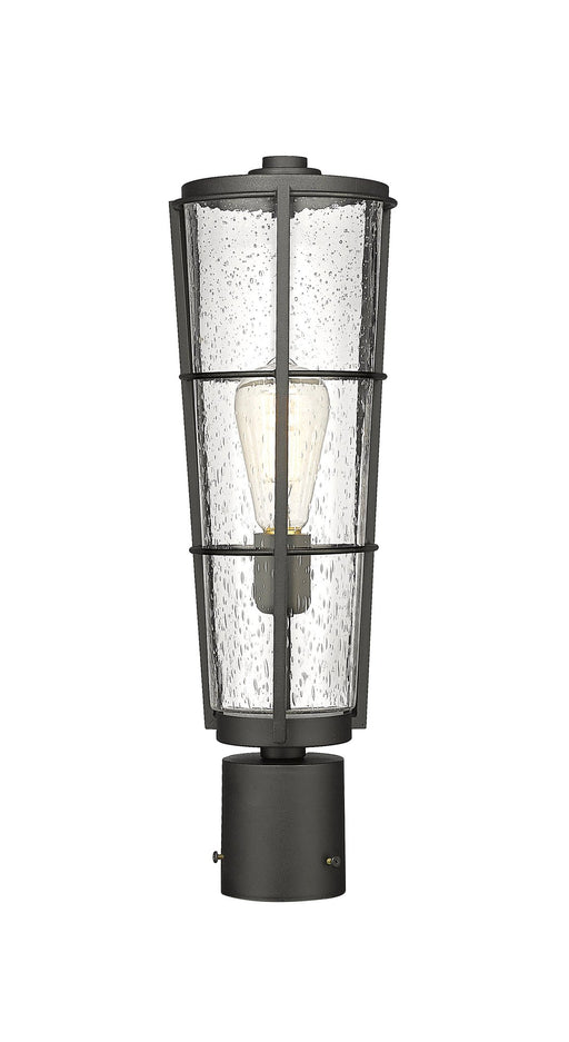 Helix 1 Light 6" Outdoor Post Mount Fixture, 19.5" Tall Lantern in Black, Post Top Only