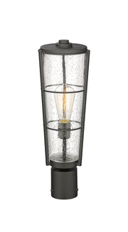 Helix 1 Light 6" Outdoor Post Mount Fixture, 19.5" Tall Lantern in Black, Post Top Only