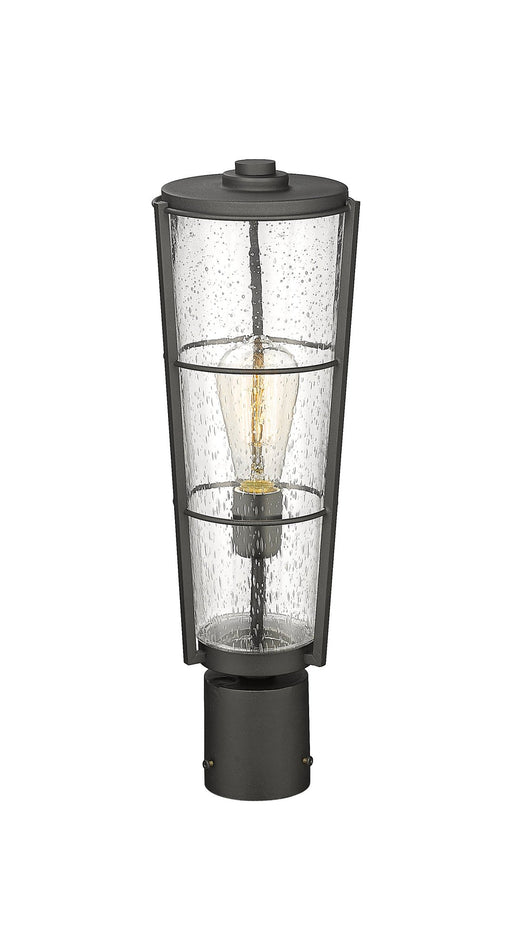 Helix 1 Light 6" Outdoor Post Mount Fixture, 19.5" Tall Lantern in Black, Post Top Only