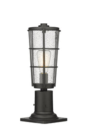 Helix 1 Light 6" Outdoor Post Mount Fixture, 15.25" Tall Lantern in Black, Pier Mount, 6" Base