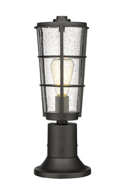 Helix 1 Light 6" Outdoor Post Mount Fixture, 15.25" Tall Lantern in Black, Pier Mount, 6.25" Base
