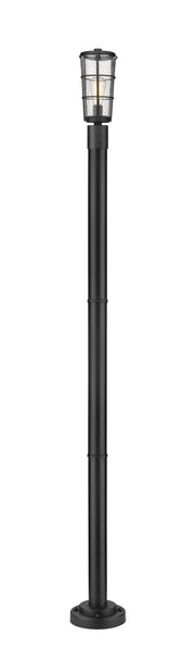 Helix 1 Light 6" Outdoor Post Mount Fixture, 15.25" Tall Lantern in Black, 76" Cast Post, 9" Base