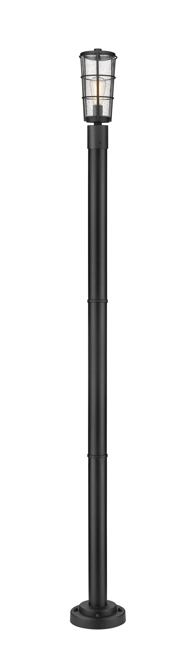 Helix 1 Light 6" Outdoor Post Mount Fixture, 15.25" Tall Lantern in Black, 76" Cast Post, 9" Base