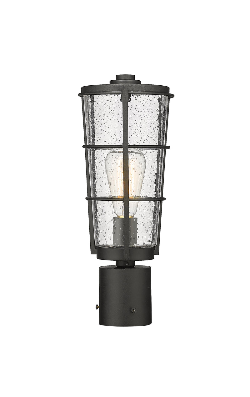 Helix 1 Light 6" Outdoor Post Mount Fixture, 15.25" Tall Lantern in Black, Post Top Only