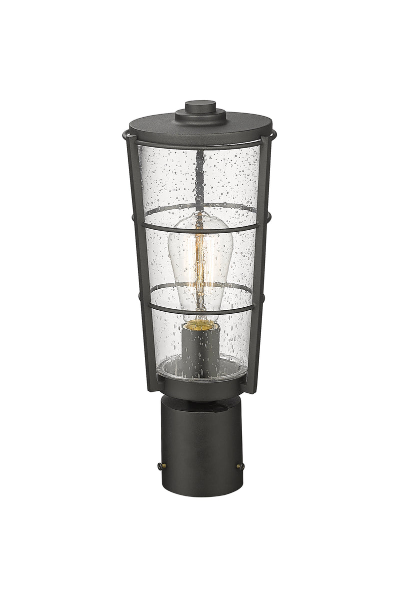 Helix 1 Light 6" Outdoor Post Mount Fixture, 15.25" Tall Lantern in Black, Post Top Only