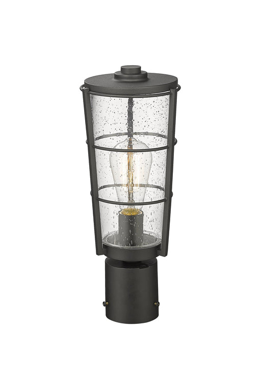 Helix 1 Light 6" Outdoor Post Mount Fixture, 15.25" Tall Lantern in Black, Post Top Only