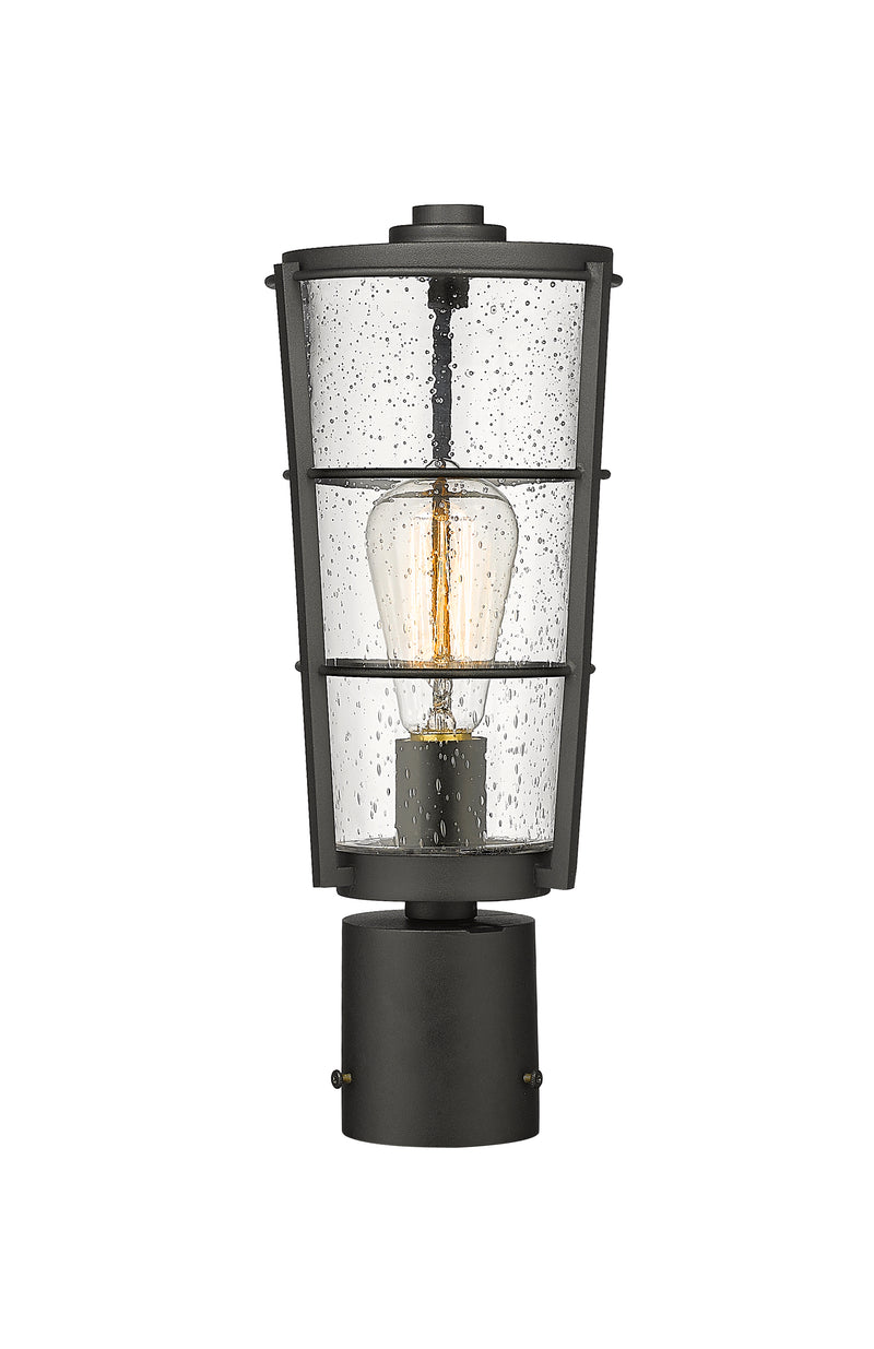 Helix 1 Light 6" Outdoor Post Mount Fixture, 15.25" Tall Lantern in Black, Post Top Only