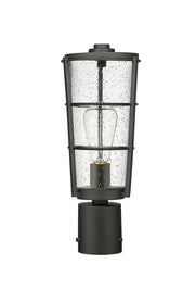 Helix 1 Light 6" Outdoor Post Mount Fixture, 15.25" Tall Lantern in Black, Post Top Only
