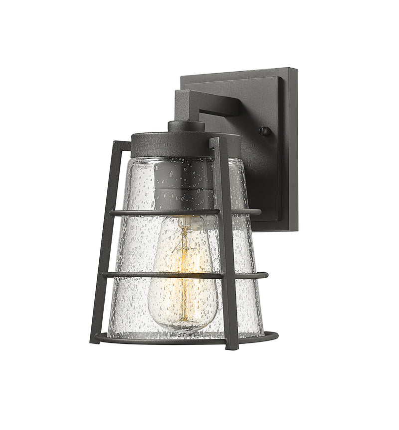 Helix 1 Light 6" Outdoor Wall Light, 9.25" Tall in Black