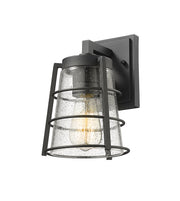 Helix 1 Light 6" Outdoor Wall Light, 9.25" Tall in Black