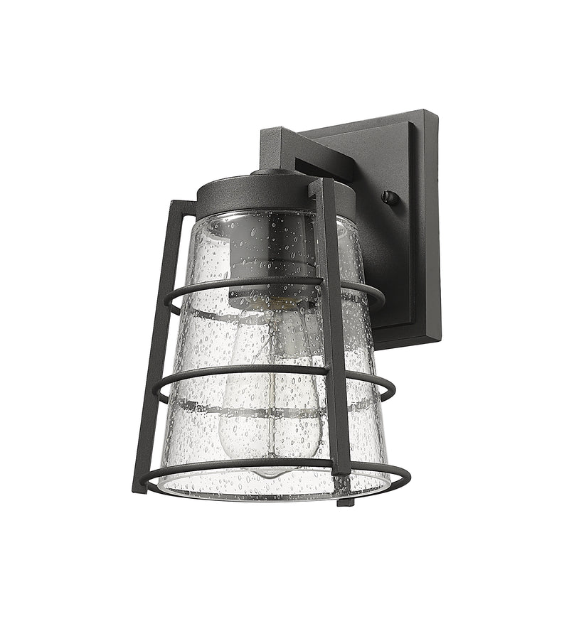 Helix 1 Light 6" Outdoor Wall Light, 9.25" Tall in Black