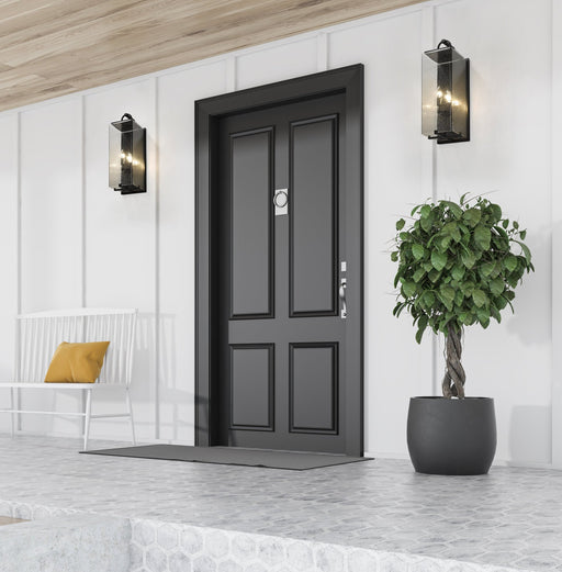 Sana 3 Light Outdoor Wall Light in Clear Seedy in a room setting