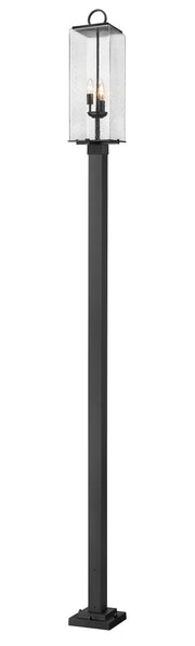 Sana 3 Light 8.25" Outdoor Post Mount Fixture, 26.5" Tall Lantern, Clear Seedy Glass in Clear Seedy, 96" Square Post