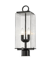 Sana 2 Light 7" Outdoor Post Mount Fixture, 20.25" Tall Lantern, Clear Seedy Glass in Clear Seedy, Post Top Only, Round Fitter