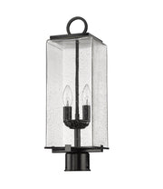 Sana 2 Light 7" Outdoor Post Mount Fixture, 20.25" Tall Lantern, Clear Seedy Glass in Clear Seedy, Post Top Only, Round Fitter