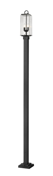 Sana 2 Light 7" Outdoor Post Mount Fixture, 20.25" Tall Lantern, Clear Seedy Glass in Clear Seedy, 96" Square Post