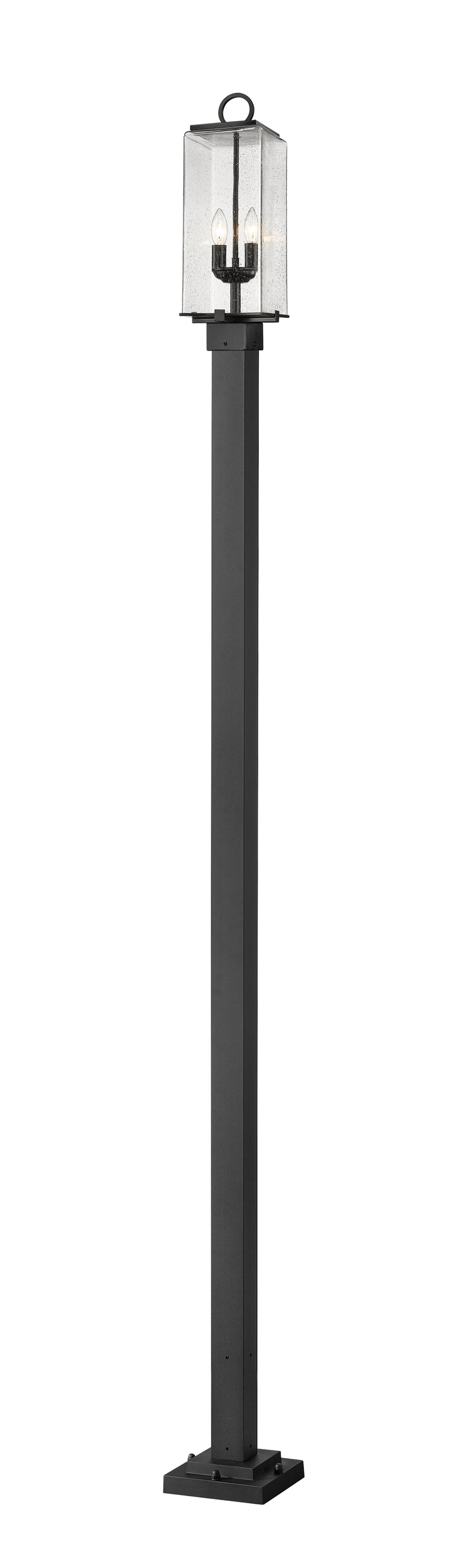 Sana 2 Light 7" Outdoor Post Mount Fixture, 20.25" Tall Lantern, Clear Seedy Glass in Clear Seedy, 96" Square Post
