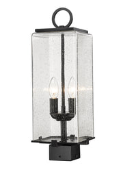 Sana 2 Light 7" Outdoor Post Mount Fixture, 20.25" Tall Lantern, Clear Seedy Glass in Clear Seedy, Post Top Only, Square Fitter