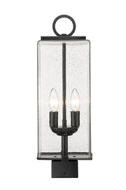 Sana 2 Light 7" Outdoor Post Mount Fixture, 20.25" Tall Lantern, Clear Seedy Glass in Clear Seedy, Post Top Only, Square Fitter