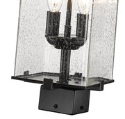 Sana 2 Light 7" Outdoor Post Mount Fixture, 20.25" Tall Lantern, Clear Seedy Glass in Clear Seedy, Post Top Only, Square Fitter