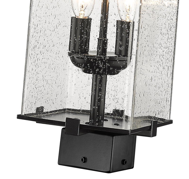 Sana 2 Light 7" Outdoor Post Mount Fixture, 20.25" Tall Lantern, Clear Seedy Glass in Clear Seedy, Post Top Only, Square Fitter