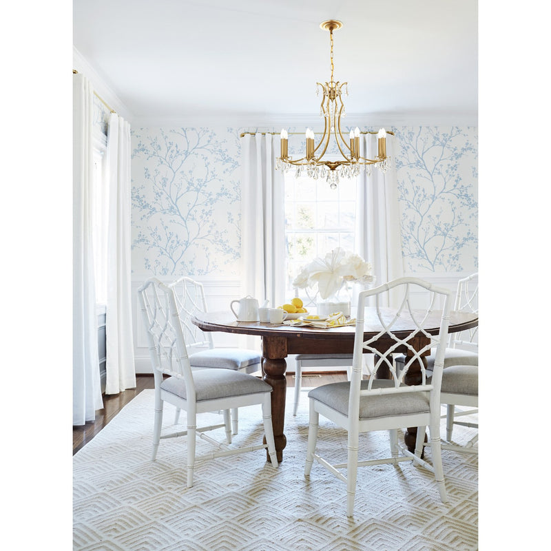 Cedar 8 Light 28" Chandelier in Vibrant Gold in a room setting