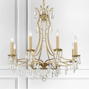 Cedar 8 Light 28" Chandelier in Vibrant Gold in a room setting