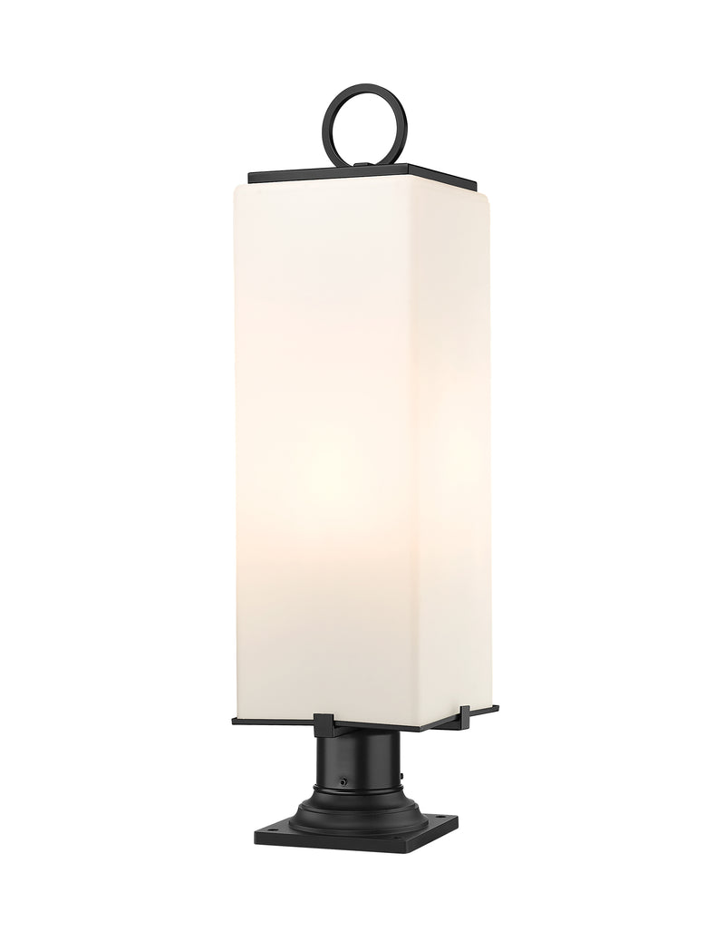 Sana 3 Light 8.25" Outdoor Post Mount Fixture, 26.5" Tall Lantern, White Opal Glass in White Opal, Pier Mount, 6" Base