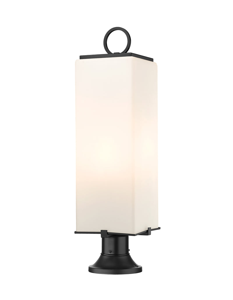 Sana 3 Light 8.25" Outdoor Post Mount Fixture, 26.5" Tall Lantern, White Opal Glass in White Opal, Pier Mount, 6.25" Base