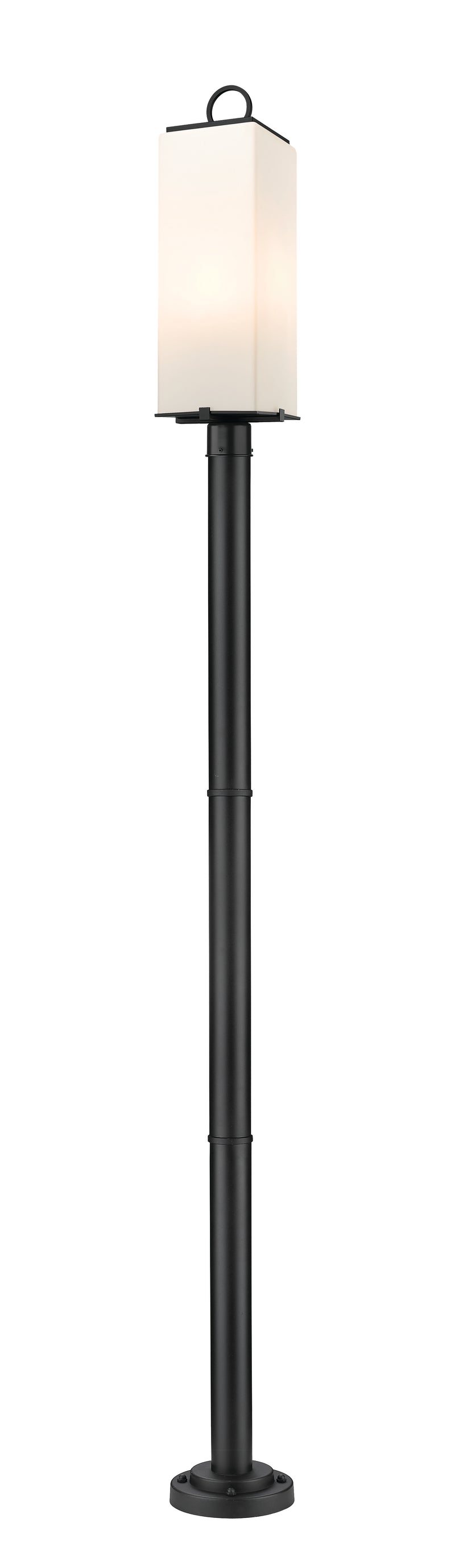 Sana 3 Light 8.25" Outdoor Post Mount Fixture, 26.5" Tall Lantern, White Opal Glass in White Opal, 76" Cast Post, 9" Base