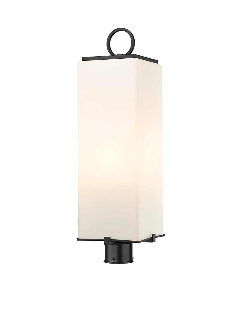 Sana 3 Light 8.25" Outdoor Post Mount Fixture, 26.5" Tall Lantern, White Opal Glass in White Opal, Post Top Only, Round Fitter