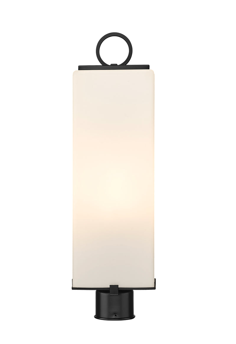 Sana 3 Light 8.25" Outdoor Post Mount Fixture, 26.5" Tall Lantern, White Opal Glass in White Opal, Post Top Only, Round Fitter