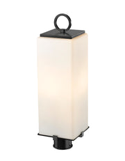 Sana 3 Light 8.25" Outdoor Post Mount Fixture, 26.5" Tall Lantern, White Opal Glass in White Opal, Post Top Only, Round Fitter