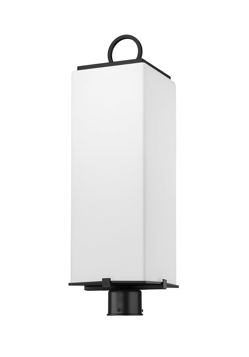 Sana 3 Light 8.25" Outdoor Post Mount Fixture, 26.5" Tall Lantern, White Opal Glass in White Opal, Post Top Only, Round Fitter