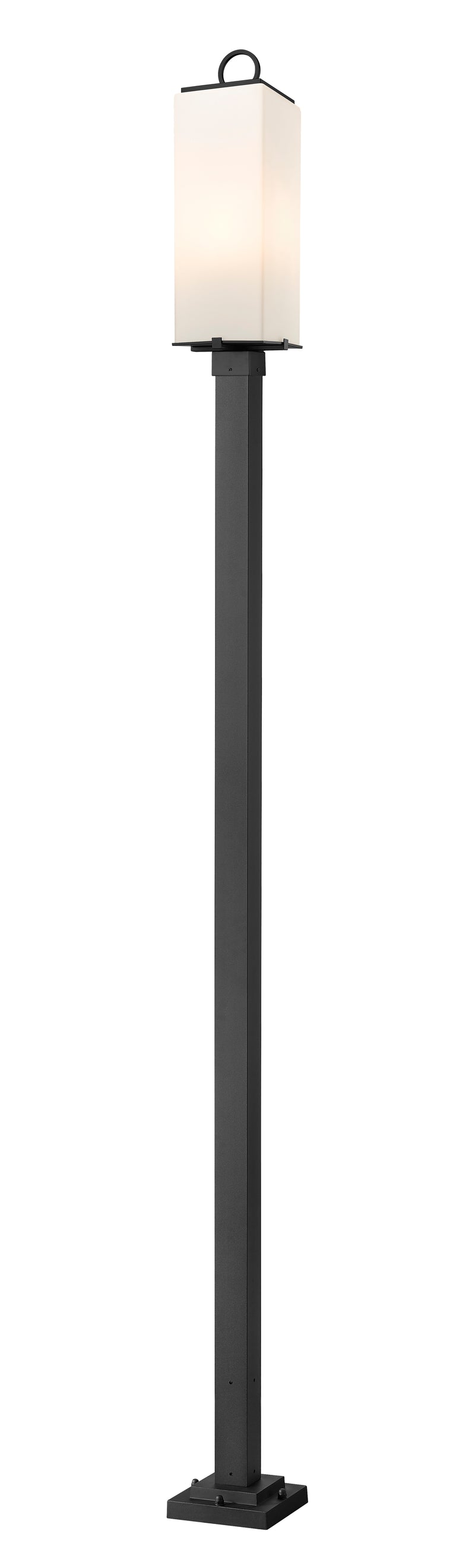 Sana 3 Light 8.25" Outdoor Post Mount Fixture, 26.5" Tall Lantern, White Opal Glass in White Opal, 96" Square Post